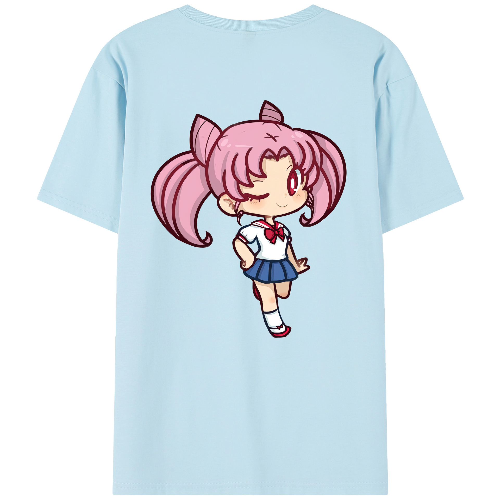 （画像用） 美少女戦士セーラームーン ちびうさ Sailor Moon Chibiusa Tsukino Usagi Small Lady Serenity 綿100％半袖Tシャツ（背面プリント）